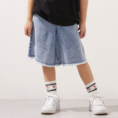 日本童裝 X-girl Stages 星星繡牛仔短褲 110-140cm 女童款 夏季 PANTS