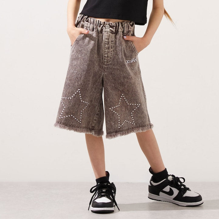 日本童裝 X-girl Stages 星星繡牛仔短褲 110-140cm 女童款 夏季 PANTS