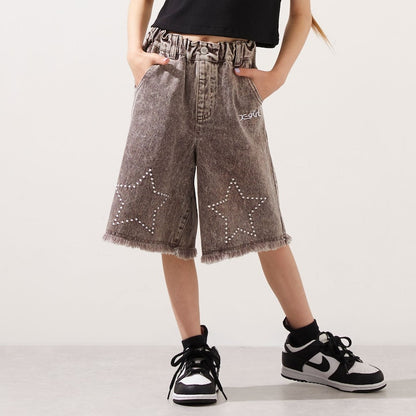 日本童裝 X-girl Stages 星星繡牛仔短褲 110-140cm 女童款 夏季 PANTS