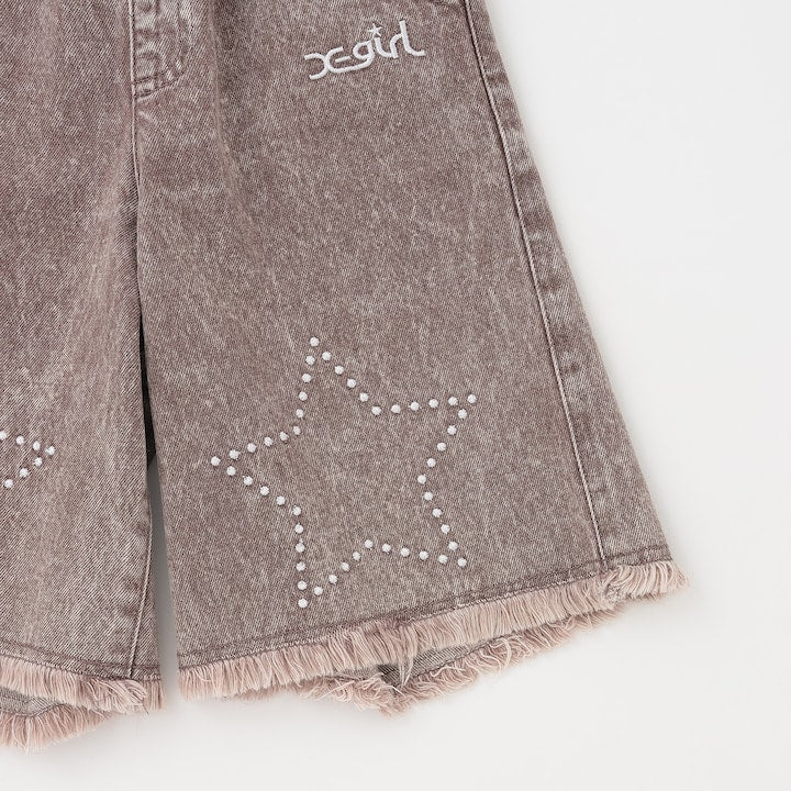日本童裝 X-girl Stages 星星繡牛仔短褲 110-140cm 女童款 夏季 PANTS