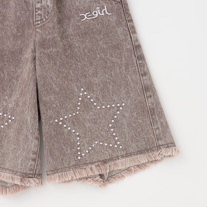 日本童裝 X-girl Stages 星星繡牛仔短褲 110-140cm 女童款 夏季 PANTS