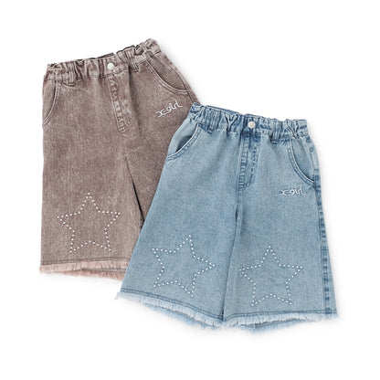 日本童裝 X-girl Stages 星星繡牛仔短褲 110-140cm 女童款 夏季 PANTS
