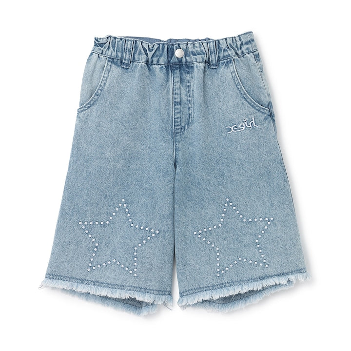 日本童裝 X-girl Stages 星星繡牛仔短褲 110-140cm 女童款 夏季 PANTS
