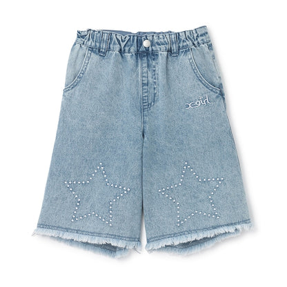 日本童裝 X-girl Stages 星星繡牛仔短褲 110-140cm 女童款 夏季 PANTS