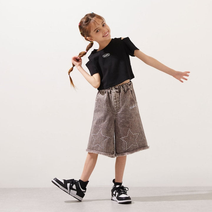 日本童裝 X-girl Stages 星星繡牛仔短褲 110-140cm 女童款 夏季 PANTS