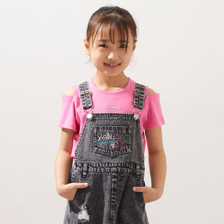 日本童裝 X-girl Stages 防UV 露肩短款上衣 110-140cm 女童款 夏季 TOPS