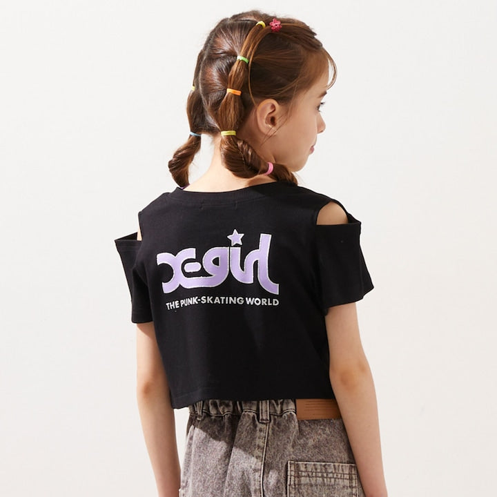 日本童裝 X-girl Stages 防UV 露肩短款上衣 110-140cm 女童款 夏季 TOPS