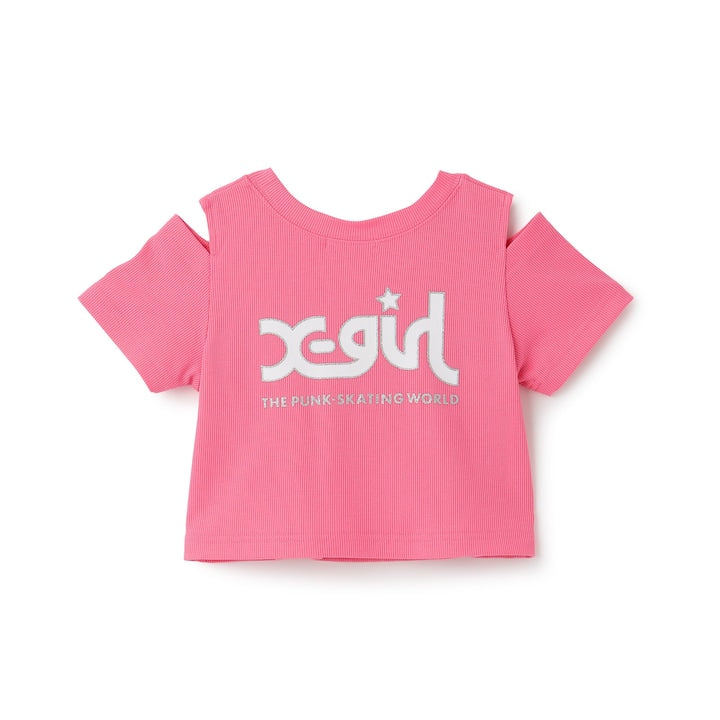 日本童裝 X-girl Stages 防UV 露肩短款上衣 110-140cm 女童款 夏季 TOPS