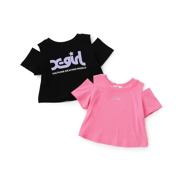 日本童裝 X-girl Stages 防UV 露肩短款上衣 110-140cm 女童款 夏季 TOPS