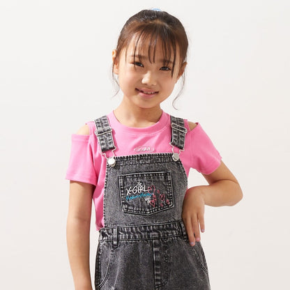日本童裝 X-girl Stages 防UV 露肩短款上衣 110-140cm 女童款 夏季 TOPS