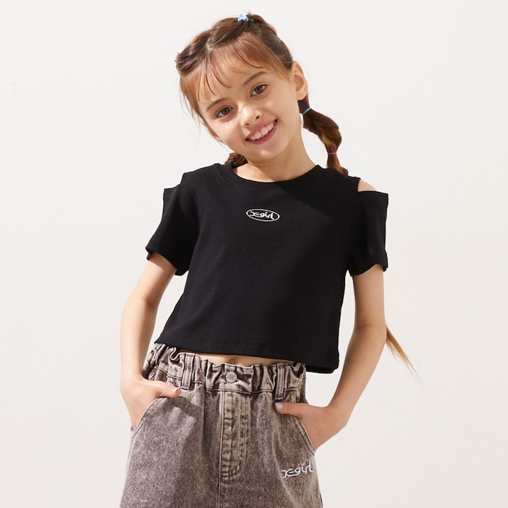 日本童裝 X-girl Stages 防UV 露肩短款上衣 110-140cm 女童款 夏季 TOPS