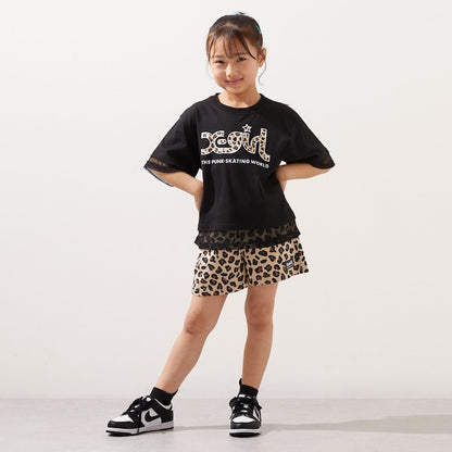 日本童裝 X-girl Stages 防UV 接觸冷感 網眼拼接上衣短褲套裝 80-140cm 女童款 夏季 TOPS PANTS