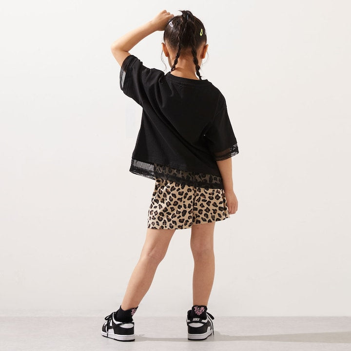 日本童裝 X-girl Stages 防UV 接觸冷感 網眼拼接上衣短褲套裝 80-140cm 女童款 夏季 TOPS PANTS