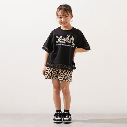 日本童裝 X-girl Stages 防UV 接觸冷感 網眼拼接上衣短褲套裝 80-140cm 女童款 夏季 TOPS PANTS
