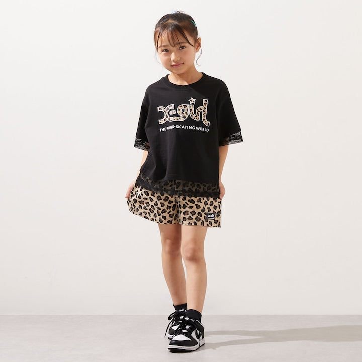 日本童裝 X-girl Stages 防UV 接觸冷感 網眼拼接上衣短褲套裝 80-140cm 女童款 夏季 TOPS PANTS