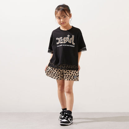 日本童裝 X-girl Stages 防UV 接觸冷感 網眼拼接上衣短褲套裝 80-140cm 女童款 夏季 TOPS PANTS
