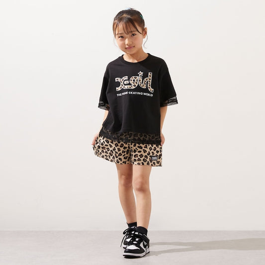 日本童裝 X-girl Stages 防UV 接觸冷感 網眼拼接上衣短褲套裝 80-140cm 女童款 夏季 TOPS PANTS