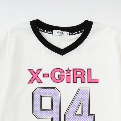 日本童裝 X-girl Stages 防UV V領短袖上衣 90-140cm 女童款 夏季 TOPS