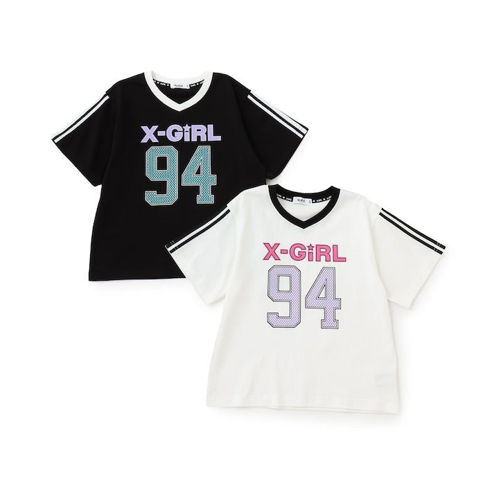 日本童裝 X-girl Stages 防UV V領短袖上衣 90-140cm 女童款 夏季 TOPS