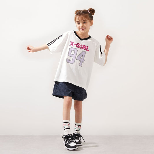 日本童裝 X-girl Stages 防UV V領短袖上衣 90-140cm 女童款 夏季 TOPS