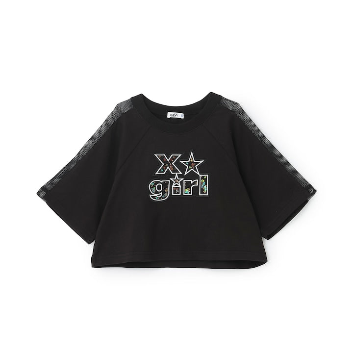 日本童裝 X-girl Stages 防UV 接觸冷感 網眼亮片短款上衣 90-140cm 女童款 夏季 TOPS