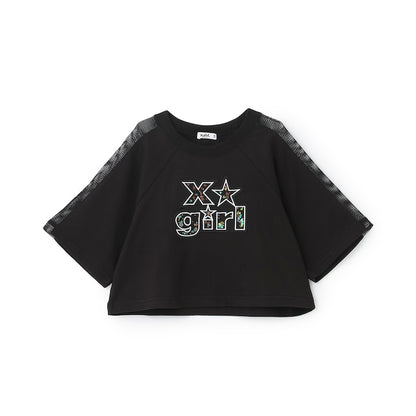 日本童裝 X-girl Stages 防UV 接觸冷感 網眼亮片短款上衣 90-140cm 女童款 夏季 TOPS