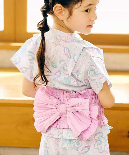 日本童裝 apres les cours 褶皺緞腰帶 日本浴衣 日本甚平 日本和服 女童款 夏季 其他品牌童裝 日本夏祭慶典特輯