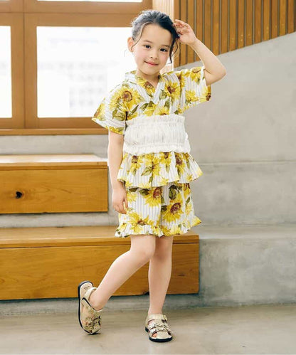 日本童裝 apres les cours 褶皺緞腰帶 日本浴衣 日本甚平 日本和服 女童款 夏季 其他品牌童裝 日本夏祭慶典特輯