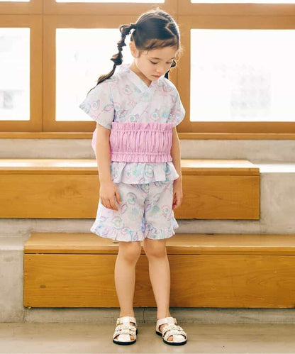 日本童裝 apres les cours 褶皺緞腰帶 日本浴衣 日本甚平 日本和服 女童款 夏季 其他品牌童裝 日本夏祭慶典特輯
