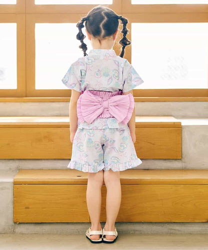 日本童裝 apres les cours 褶皺緞腰帶 日本浴衣 日本甚平 日本和服 女童款 夏季 其他品牌童裝 日本夏祭慶典特輯