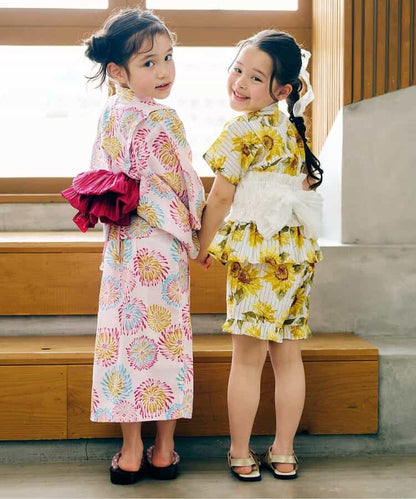Disney Japanese children's clothing, Jinbei Japanese kimono, 100-150cm, for girls, summer, other brand children's clothing, TOPS PANTS, Japanese Summer Festival Special
