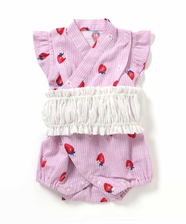 日本童裝 apres les cours 日本甚平 日本和服 70-80cm 女童款 初生嬰兒 夏季 Jumpsuit 日本夏祭慶典特輯