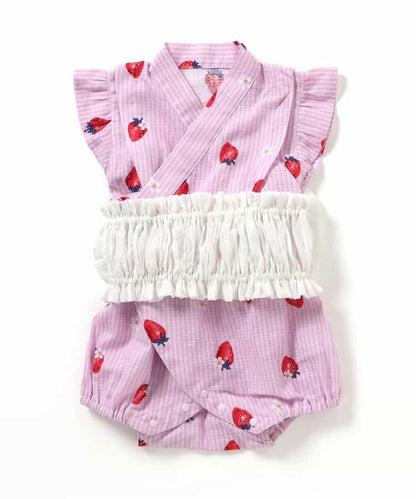 日本童裝 apres les cours 日本甚平 日本和服 70-80cm 女童款 初生嬰兒 夏季 Jumpsuit 日本夏祭慶典特輯