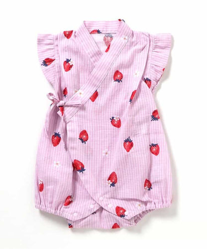 日本童裝 apres les cours 日本甚平 日本和服 70-80cm 女童款 初生嬰兒 夏季 Jumpsuit 日本夏祭慶典特輯