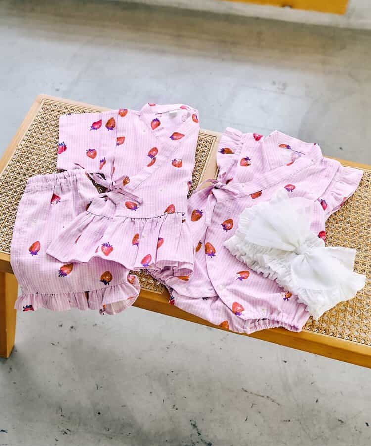 日本童裝 apres les cours 日本甚平 日本和服 70-80cm 女童款 初生嬰兒 夏季 Jumpsuit 日本夏祭慶典特輯