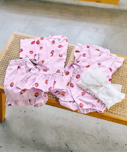 日本童裝 apres les cours 日本甚平 日本和服 70-80cm 女童款 初生嬰兒 夏季 Jumpsuit 日本夏祭慶典特輯