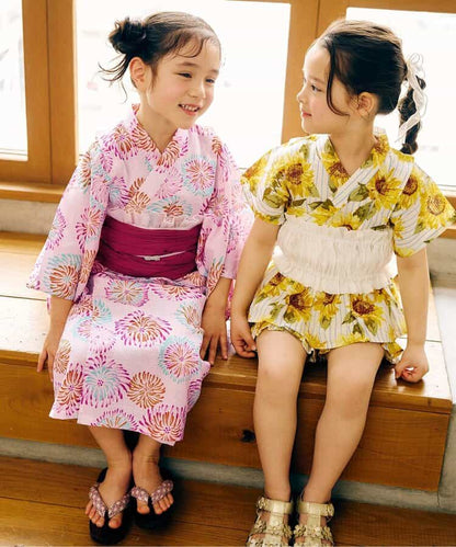 Disney Japanese children's clothing, Jinbei Japanese kimono, 100-150cm, for girls, summer, other brand children's clothing, TOPS PANTS, Japanese Summer Festival Special