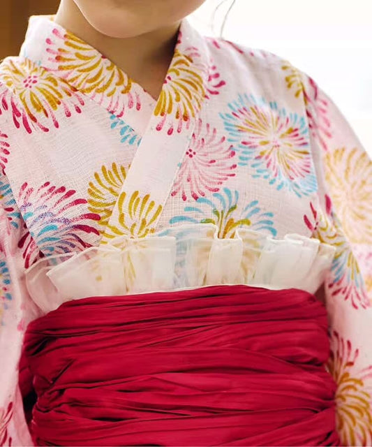 日本童裝 apres les cours 褶邊腰帶 日本浴衣 日本甚平 日本和服  女童款 夏季 其他品牌童裝 日本夏祭慶典特輯