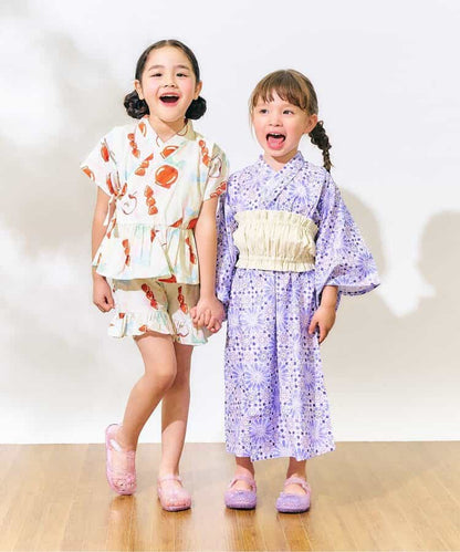 Disney Japanese children's clothing, Jinbei Japanese kimono, 100-150cm, for girls, summer, other brand children's clothing, TOPS PANTS, Japanese Summer Festival Special