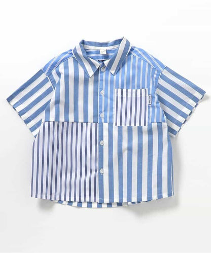 日本童裝 apres les cours 格仔條紋襯衫 80-130cm 男童款 夏季 TOPS