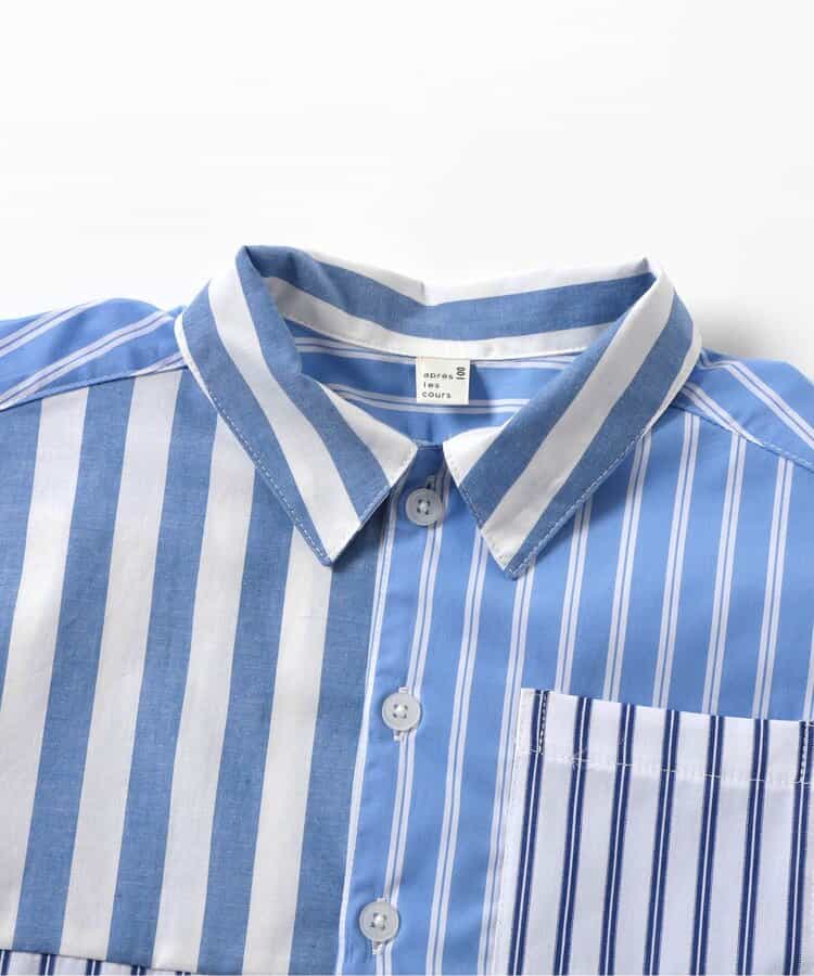 日本童裝 apres les cours 格仔條紋襯衫 80-130cm 男童款 夏季 TOPS