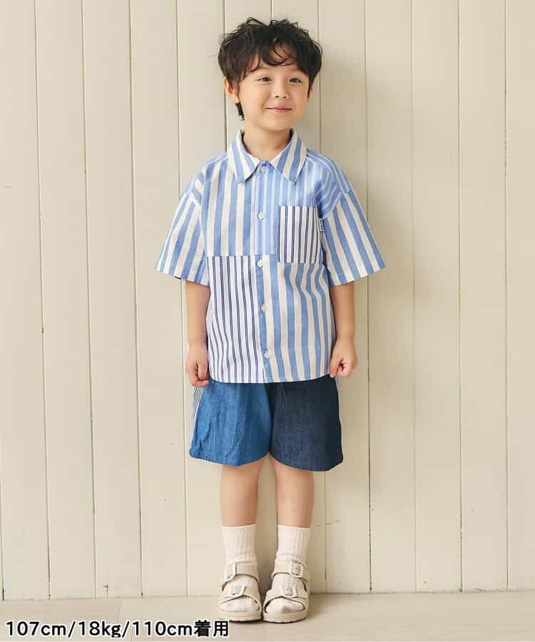 日本童裝 apres les cours 格仔條紋襯衫 80-130cm 男童款 夏季 TOPS