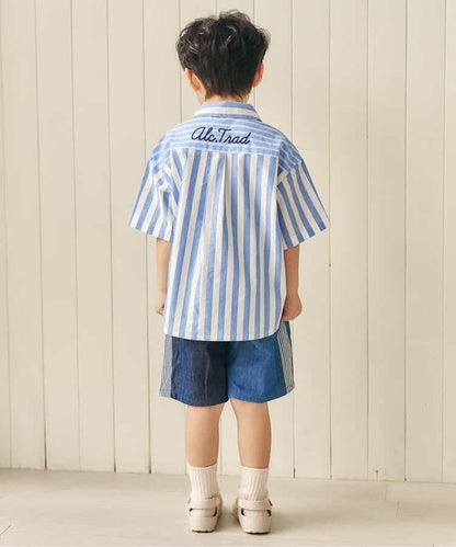 日本童裝 apres les cours 格仔條紋襯衫 80-130cm 男童款 夏季 TOPS