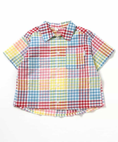 日本童裝 apres les cours 格仔條紋襯衫 80-130cm 男童款 夏季 TOPS
