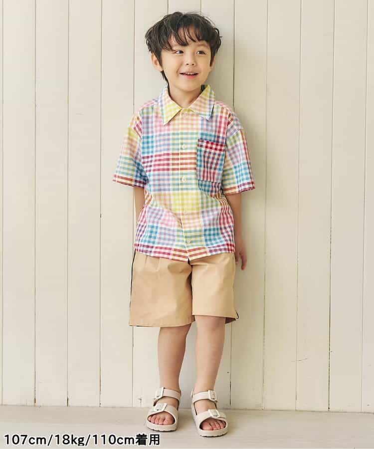 日本童裝 apres les cours 格仔條紋襯衫 80-130cm 男童款 夏季 TOPS