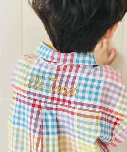 日本童裝 apres les cours 格仔條紋襯衫 80-130cm 男童款 夏季 TOPS