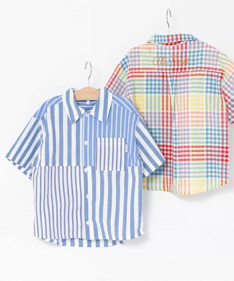 日本童裝 apres les cours 格仔條紋襯衫 80-130cm 男童款 夏季 TOPS