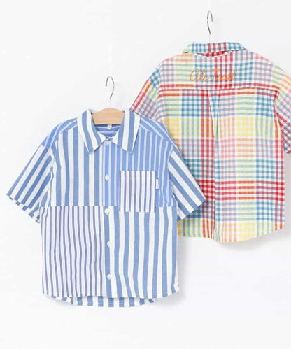日本童裝 apres les cours 格仔條紋襯衫 80-130cm 男童款 夏季 TOPS