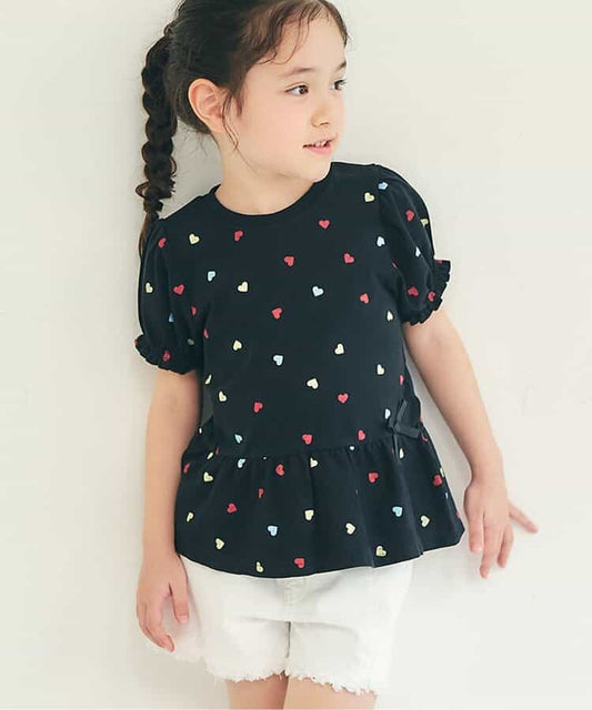 日本童裝 apres les cours 荷葉邊泡泡袖上衣 80-140cm 女童款 夏季 TOPS