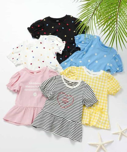 日本童裝 apres les cours 荷葉邊泡泡袖上衣 80-140cm 女童款 夏季 TOPS
